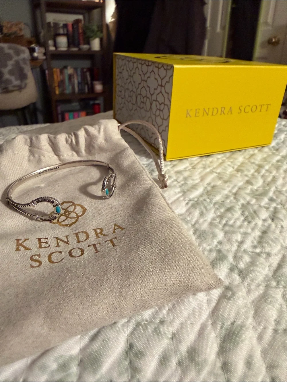Kendra Scott Silver Cuff Bracelet with Turquoise Stones
